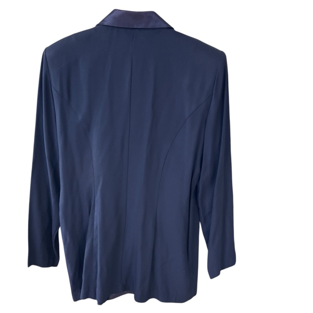 Dani Michaels Women’s Sz 10 Navy Blue Structured Double Breasted Blazer Jacket - Picture 2 of 6